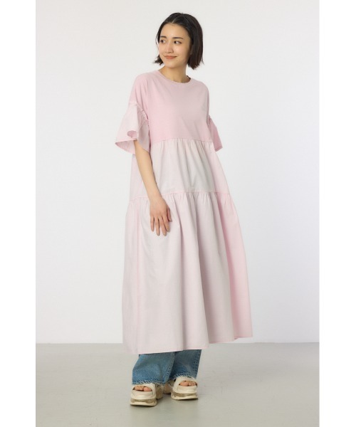 RODEO CROWNS WIDE BOWL（ロデオクラウンズワイドボウル）の「ピグメントドッキングティアードワンピース（ワンピース・レディース・グリーン/ブラック/ライトピンク/オフホワイト・FREE）」の4枚目の写真