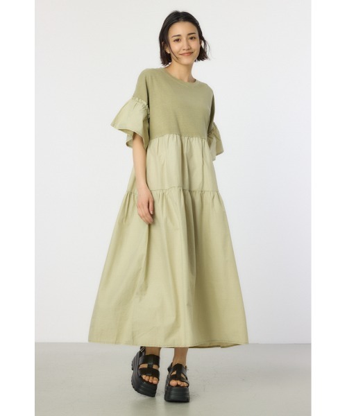 RODEO CROWNS WIDE BOWL（ロデオクラウンズワイドボウル）の「ピグメントドッキングティアードワンピース（ワンピース・レディース・グリーン/ブラック/ライトピンク/オフホワイト・FREE）」の21枚目の写真