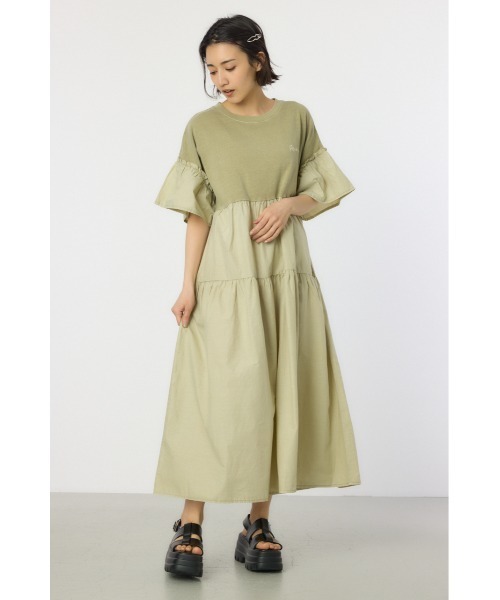 RODEO CROWNS WIDE BOWL（ロデオクラウンズワイドボウル）の「ピグメントドッキングティアードワンピース（ワンピース・レディース・グリーン/ブラック/ライトピンク/オフホワイト・FREE）」の20枚目の写真