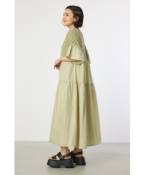 RODEO CROWNS WIDE BOWL（ロデオクラウンズワイドボウル）の「ピグメントドッキングティアードワンピース（ワンピース・レディース・グリーン/ブラック/ライトピンク/オフホワイト・FREE）」の19枚目の写真