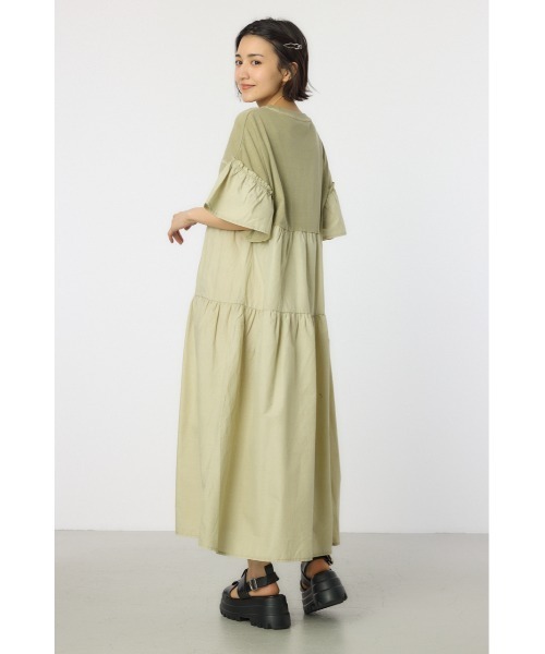 RODEO CROWNS WIDE BOWL（ロデオクラウンズワイドボウル）の「ピグメントドッキングティアードワンピース（ワンピース・レディース・グリーン/ブラック/ライトピンク/オフホワイト・FREE）」の18枚目の写真