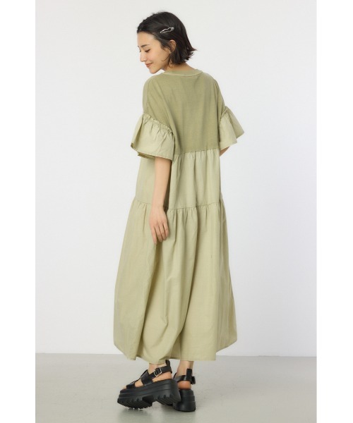 RODEO CROWNS WIDE BOWL（ロデオクラウンズワイドボウル）の「ピグメントドッキングティアードワンピース（ワンピース・レディース・グリーン/ブラック/ライトピンク/オフホワイト・FREE）」の17枚目の写真