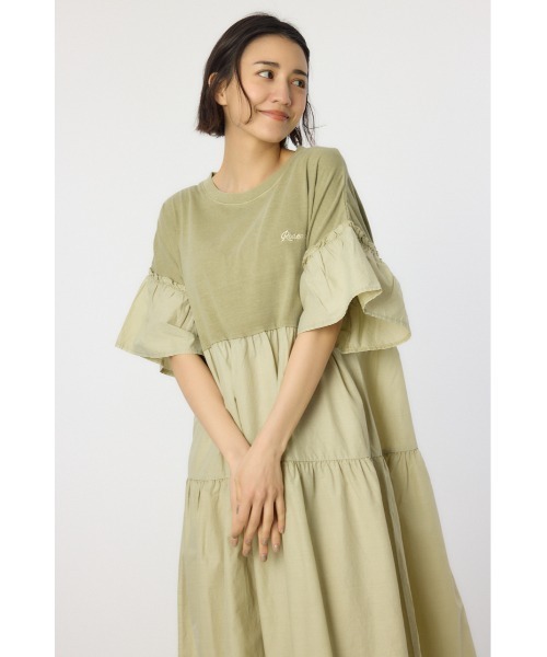 RODEO CROWNS WIDE BOWL（ロデオクラウンズワイドボウル）の「ピグメントドッキングティアードワンピース（ワンピース・レディース・グリーン/ブラック/ライトピンク/オフホワイト・FREE）」の16枚目の写真