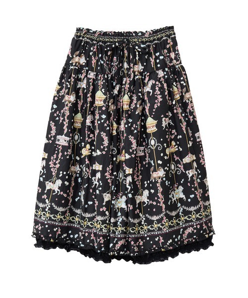 PINK HOUSE（ピンクハウス）の「メリーゴーラウンドプリントスカート（スカート・レディース・モカ/ブラック/スカイブルー/アイボリー・フリー）」の3枚目の写真