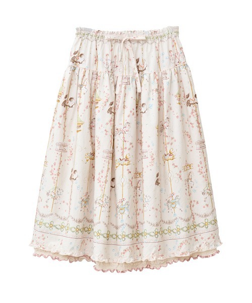 PINK HOUSE（ピンクハウス）の「メリーゴーラウンドプリントスカート（スカート・レディース・モカ/ブラック/スカイブルー/アイボリー・フリー）」の9枚目の写真