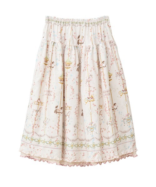 PINK HOUSE（ピンクハウス）の「メリーゴーラウンドプリントスカート（スカート・レディース・モカ/ブラック/スカイブルー/アイボリー・フリー）」の10枚目の写真