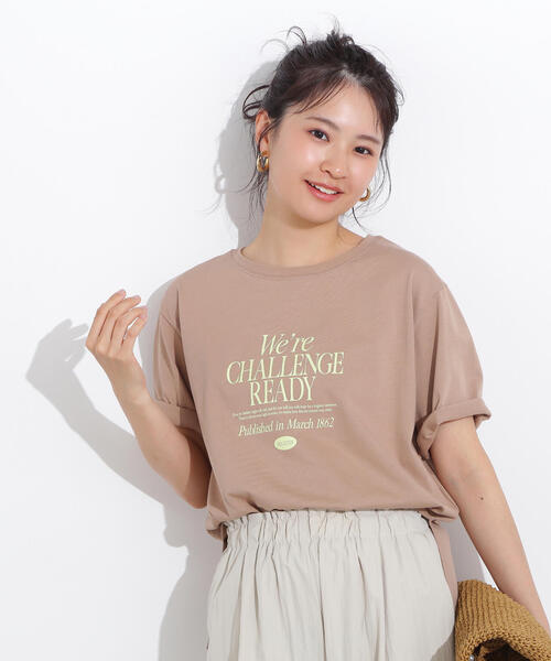 N.(N. Natural Beauty Basic)(エヌエヌナチュラルビューティーベーシック)の「レタリングロゴTシャツ(Tシャツ/カットソー・レディース・ピンク/ベージュ/オフホワイト・MEDIUM)」の2枚目の写真