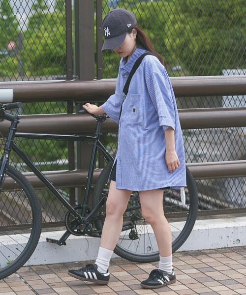 CIAOPANIC TYPY（チャオパニックティピー）の「【PATTIPATTI】ユニセックスオーバー半袖シャツ（シャツ/ブラウス・メンズ・ネイビー/ホワイト系その他/ブルー系その他3・MEDIUM/LARGE）」の5枚目の写真