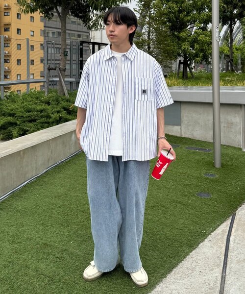 CIAOPANIC TYPY（チャオパニックティピー）の「【PATTIPATTI】ユニセックスオーバー半袖シャツ（シャツ/ブラウス・メンズ・ネイビー/ホワイト系その他/ブルー系その他3・MEDIUM/LARGE）」の7枚目の写真