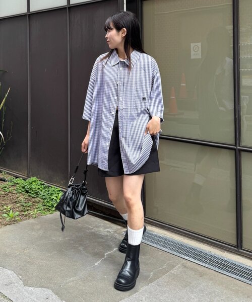 CIAOPANIC TYPY（チャオパニックティピー）の「【PATTIPATTI】ユニセックスオーバー半袖シャツ（シャツ/ブラウス・メンズ・ネイビー/ホワイト系その他/ブルー系その他3・MEDIUM/LARGE）」の8枚目の写真