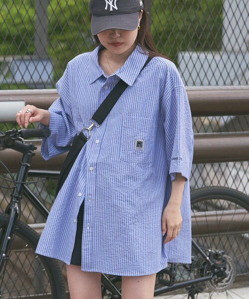 CIAOPANIC TYPY（チャオパニックティピー）の「【PATTIPATTI】ユニセックスオーバー半袖シャツ（シャツ/ブラウス・メンズ・ネイビー/ホワイト系その他/ブルー系その他3・MEDIUM/LARGE）」の10枚目の写真