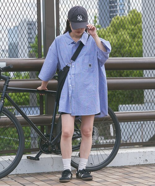 CIAOPANIC TYPY（チャオパニックティピー）の「【PATTIPATTI】ユニセックスオーバー半袖シャツ（シャツ/ブラウス・メンズ・ネイビー/ホワイト系その他/ブルー系その他3・MEDIUM/LARGE）」の13枚目の写真