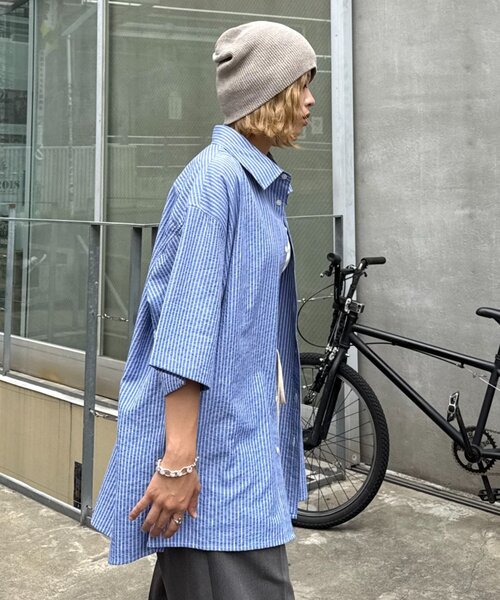 CIAOPANIC TYPY（チャオパニックティピー）の「【PATTIPATTI】ユニセックスオーバー半袖シャツ（シャツ/ブラウス・メンズ・ネイビー/ホワイト系その他/ブルー系その他3・MEDIUM/LARGE）」の19枚目の写真