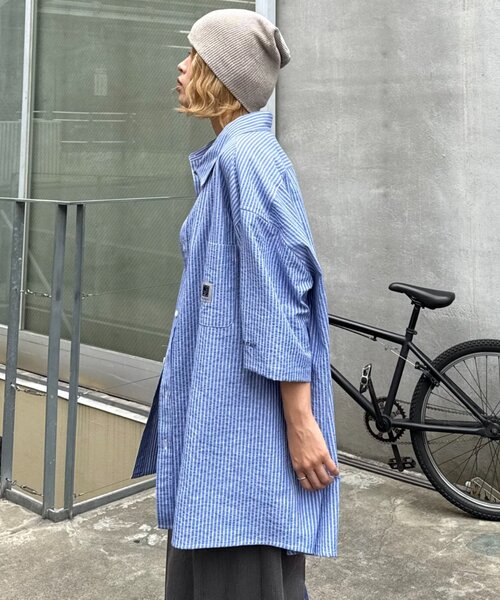 CIAOPANIC TYPY（チャオパニックティピー）の「【PATTIPATTI】ユニセックスオーバー半袖シャツ（シャツ/ブラウス・メンズ・ネイビー/ホワイト系その他/ブルー系その他3・MEDIUM/LARGE）」の20枚目の写真