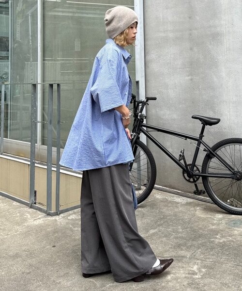 CIAOPANIC TYPY（チャオパニックティピー）の「【PATTIPATTI】ユニセックスオーバー半袖シャツ（シャツ/ブラウス・メンズ・ネイビー/ホワイト系その他/ブルー系その他3・MEDIUM/LARGE）」の22枚目の写真