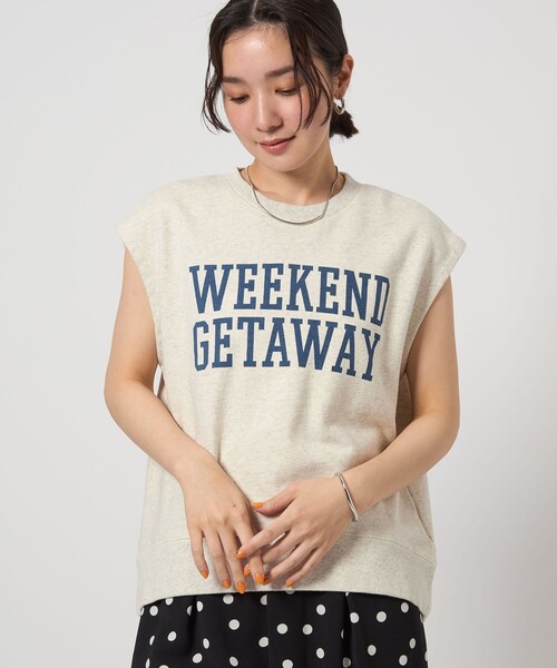 green label relaxing（グリーンレーベルリラクシング）の「【WEB限定】＜at ease＞ロゴ スウェット ノースリーブ プルオーバー（スウェット・レディース・ネイビー/ナチュラル・FREE）」の2枚目の写真