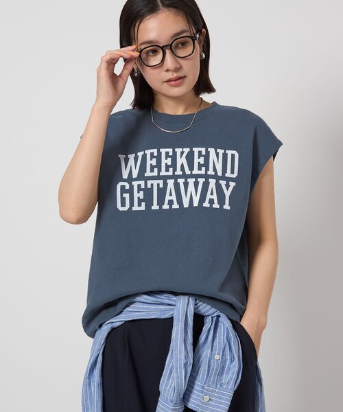 green label relaxing（グリーンレーベルリラクシング）の「【WEB限定】＜at ease＞ロゴ スウェット ノースリーブ プルオーバー（スウェット・レディース・ネイビー/ナチュラル・FREE）」の3枚目の写真