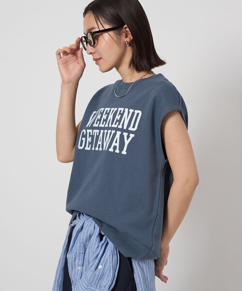 green label relaxing（グリーンレーベルリラクシング）の「【WEB限定】＜at ease＞ロゴ スウェット ノースリーブ プルオーバー（スウェット・レディース・ネイビー/ナチュラル・FREE）」の5枚目の写真