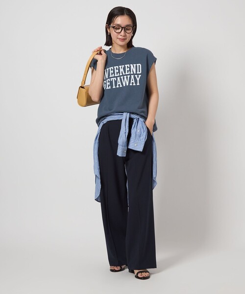 green label relaxing（グリーンレーベルリラクシング）の「【WEB限定】＜at ease＞ロゴ スウェット ノースリーブ プルオーバー（スウェット・レディース・ネイビー/ナチュラル・FREE）」の6枚目の写真