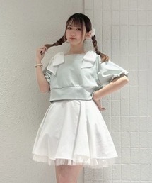 F i.n.t | ショルダーシアーリボンオフショルトップス(Tシャツ/カットソー)