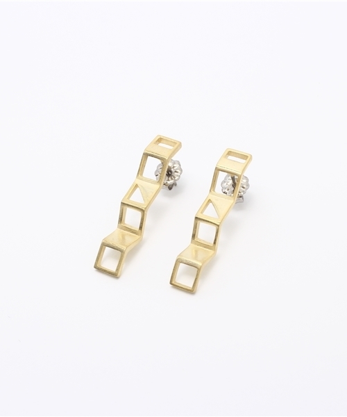 SCALA(スカラ)の「【SCALA/スカラ】スクウェアピアス/made in JAPAN(日本製)(ピアス(両耳用)・レディース・アンティークシルバー/アンティークゴールド・FREE)」の6枚目の写真