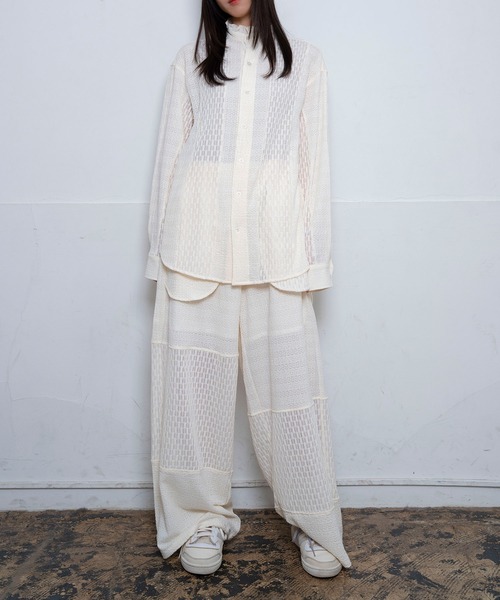 Nora Lily(ノラリリー)の「【Nora Lily】Sheer Stand Collar Shirt(UNISEX)(シャツ/ブラウス・メンズ・ホワイト/ラベンダー/ブラック・FREE)」の9枚目の写真