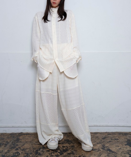 Nora Lily(ノラリリー)の「【Nora Lily】Sheer Stand Collar Shirt(UNISEX)(シャツ/ブラウス・メンズ・ホワイト/ラベンダー/ブラック・FREE)」の10枚目の写真