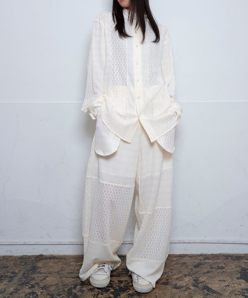 Nora Lily(ノラリリー)の「【Nora Lily】Sheer Stand Collar Shirt(UNISEX)(シャツ/ブラウス・メンズ・ホワイト/ラベンダー/ブラック・FREE)」の11枚目の写真