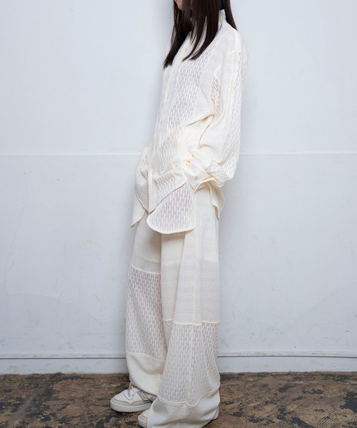 Nora Lily(ノラリリー)の「【Nora Lily】Sheer Stand Collar Shirt(UNISEX)(シャツ/ブラウス・メンズ・ホワイト/ラベンダー/ブラック・FREE)」の12枚目の写真