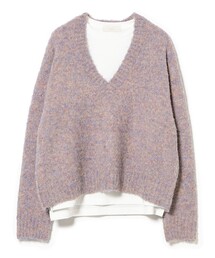 ロング Tシャツ × ブークレ ニット