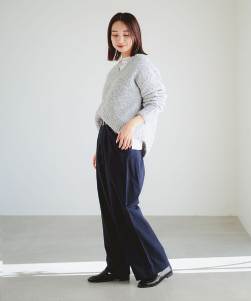 B:MING by BEAMS（ビーミングバイビームス）の「ロング Tシャツ × ブークレ ニット（ニット/セーター・レディース・オレンジ/ライトグレー/レッド/ブルー・ONE SIZE）」の16枚目の写真