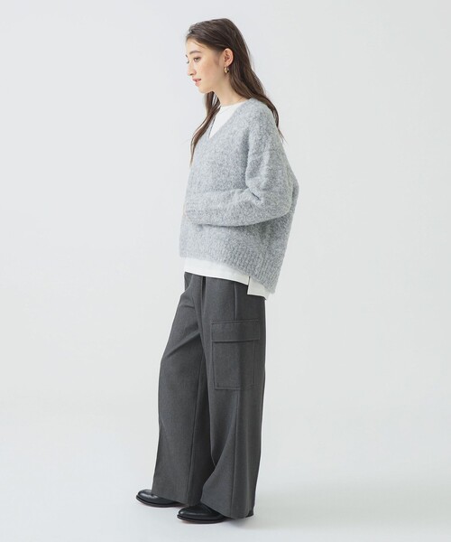 B:MING by BEAMS（ビーミングバイビームス）の「ロング Tシャツ × ブークレ ニット（ニット/セーター・レディース・オレンジ/ライトグレー/レッド/ブルー・ONE SIZE）」の18枚目の写真