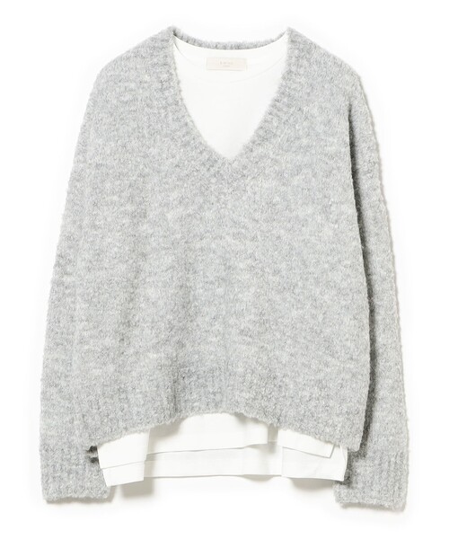 B:MING by BEAMS（ビーミングバイビームス）の「ロング Tシャツ × ブークレ ニット（ニット/セーター・レディース・オレンジ/ライトグレー/レッド/ブルー・ONE SIZE）」の19枚目の写真