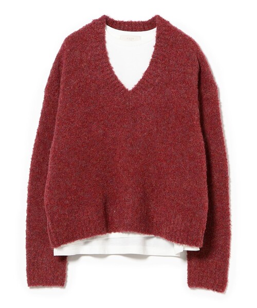 B:MING by BEAMS（ビーミングバイビームス）の「ロング Tシャツ × ブークレ ニット（ニット/セーター・レディース・オレンジ/ライトグレー/レッド/ブルー・ONE SIZE）」の22枚目の写真