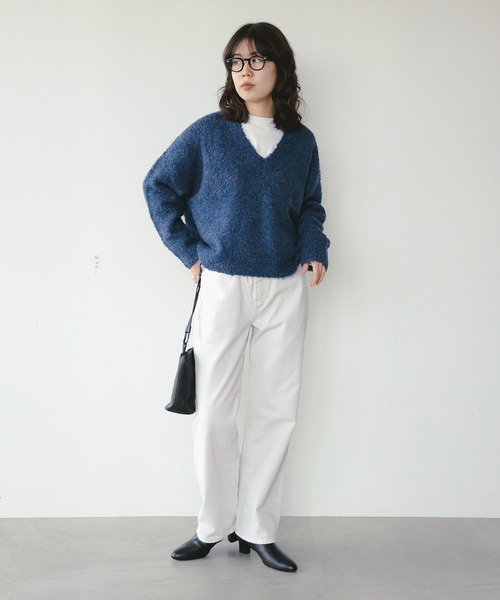 B:MING by BEAMS（ビーミングバイビームス）の「ロング Tシャツ × ブークレ ニット（ニット/セーター・レディース・オレンジ/ライトグレー/レッド/ブルー・ONE SIZE）」の10枚目の写真