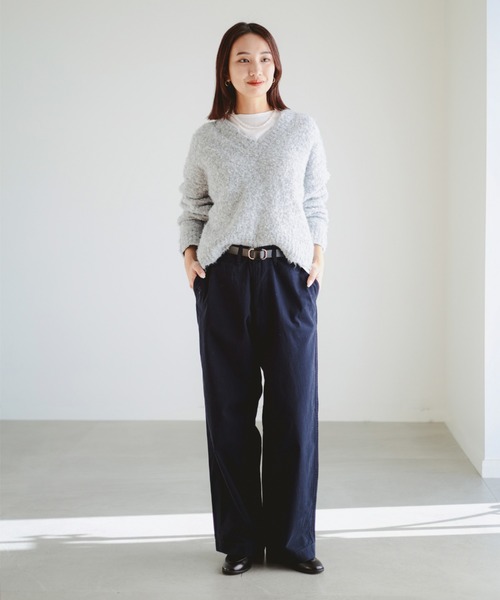 B:MING by BEAMS（ビーミングバイビームス）の「ロング Tシャツ × ブークレ ニット（ニット/セーター・レディース・オレンジ/ライトグレー/レッド/ブルー・ONE SIZE）」の11枚目の写真