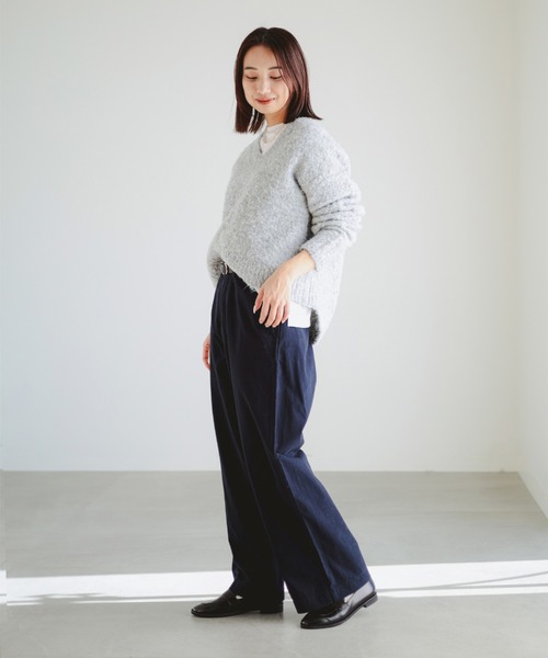 B:MING by BEAMS（ビーミングバイビームス）の「ロング Tシャツ × ブークレ ニット（ニット/セーター・レディース・オレンジ/ライトグレー/レッド/ブルー・ONE SIZE）」の12枚目の写真