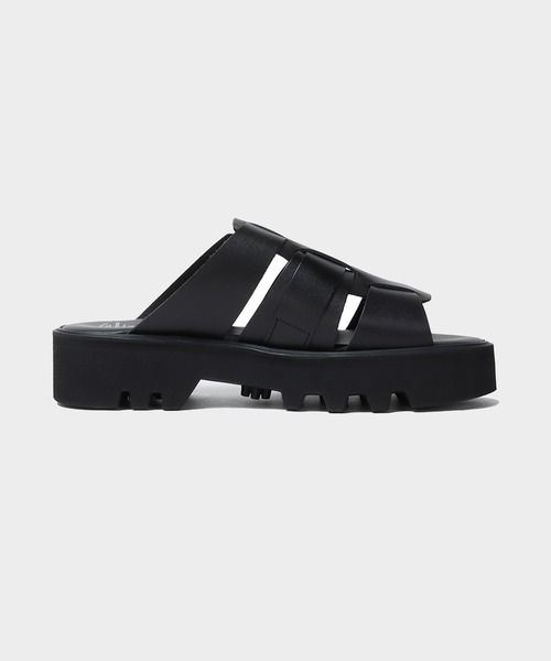 フットザコーチャー（25cm相当） 本革製サンダル 黒 ブラック foot the coacher / フットザコーチャー】GURKHA SANDALS