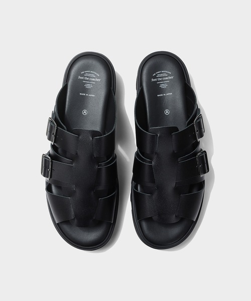 フットザコーチャー（25cm相当） 本革製サンダル 黒 ブラック foot the coacher / フットザコーチャー】GURKHA SANDALS