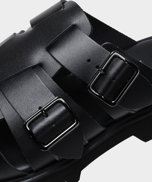 フットザコーチャー（25cm相当） 本革製サンダル 黒 ブラック GURKHA SANDALS（サンダル）｜foot the coacher（フットザ