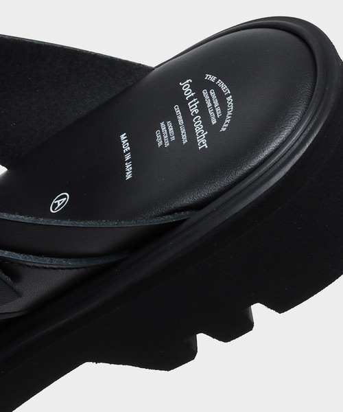 フットザコーチャー（25cm相当） 本革製サンダル 黒 ブラック OPEN TOE SANDALS（サンダル）｜foot the coacher（フットザ