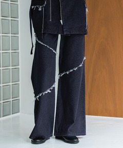 FRINGE DENIM WIDE PANTS/フリンジデニムワイドパンツ（デニム