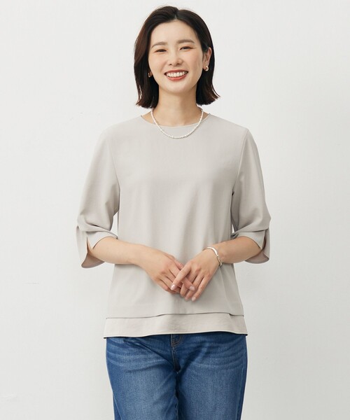 J.PRESS(ジェイプレス)の「【洗える・吸水速乾・接触冷感・セットアップ対応】Light ジョーゼット ブラウス(シャツ/ブラウス・レディース・ブラック系/ベージュ系/ネイビー系・11/9)」の2枚目の写真