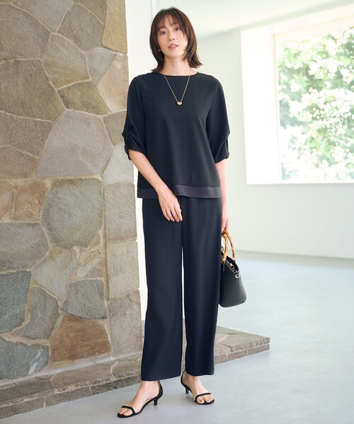 J.PRESS(ジェイプレス)の「【洗える・吸水速乾・接触冷感・セットアップ対応】Light ジョーゼット ブラウス(シャツ/ブラウス・レディース・ブラック系/ベージュ系/ネイビー系・11/9)」の4枚目の写真