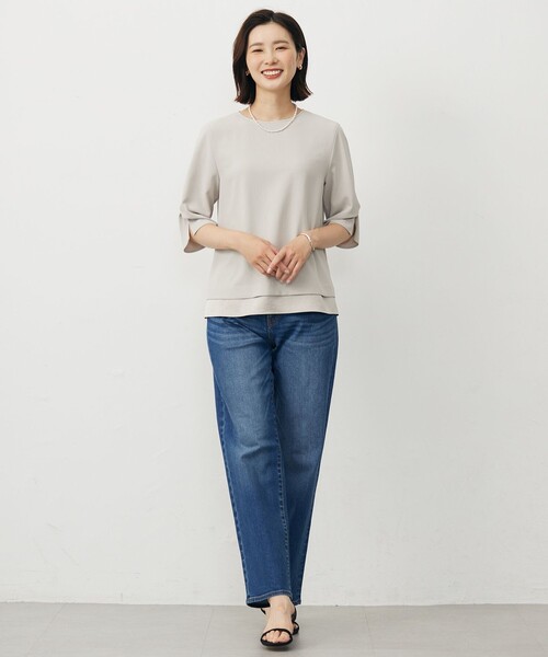 J.PRESS(ジェイプレス)の「【洗える・吸水速乾・接触冷感・セットアップ対応】Light ジョーゼット ブラウス(シャツ/ブラウス・レディース・ブラック系/ベージュ系/ネイビー系・11/9)」の7枚目の写真