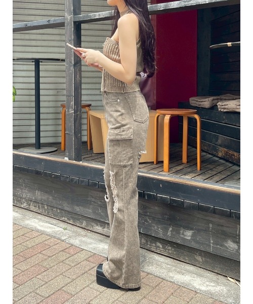 EVRIS（エヴリス）の「ダメージフレアパンツ（その他パンツ・レディース・ブラウン/その他1・SMALL/MEDIUM）」の4枚目の写真