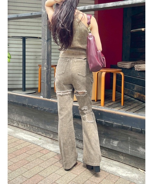 EVRIS（エヴリス）の「ダメージフレアパンツ（その他パンツ・レディース・ブラウン/その他1・SMALL/MEDIUM）」の5枚目の写真