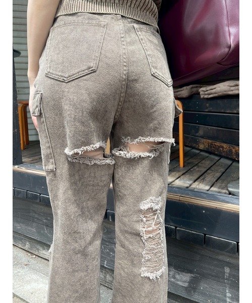 EVRIS（エヴリス）の「ダメージフレアパンツ（その他パンツ・レディース・ブラウン/その他1・SMALL/MEDIUM）」の6枚目の写真