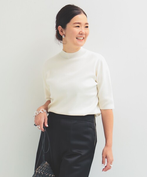 シンプル モックネック ニット .M［手洗い可］（ニット/セーター