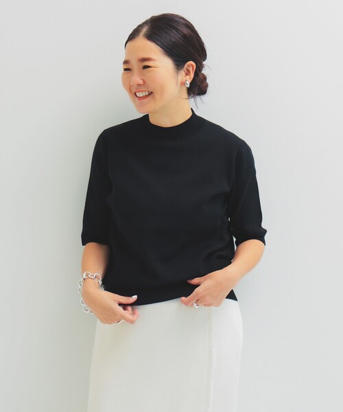 シンプル モックネック ニット .M［手洗い可］（ニット/セーター